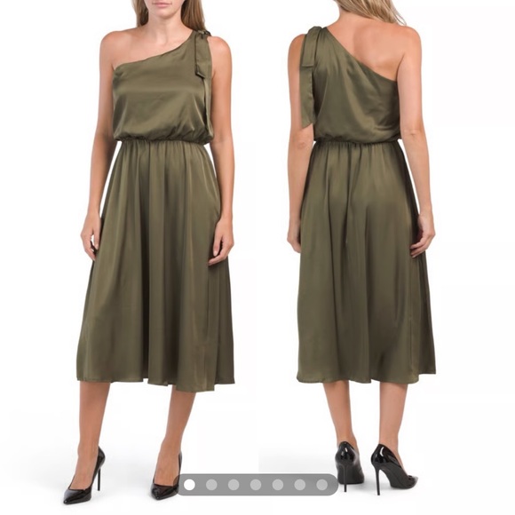 Nicole Miller one shoulder satin dress - Picture 2 of 4